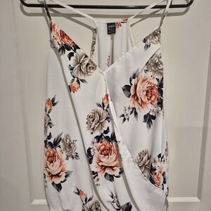 SHEIN Floral Wrap Camisole - White and Orange